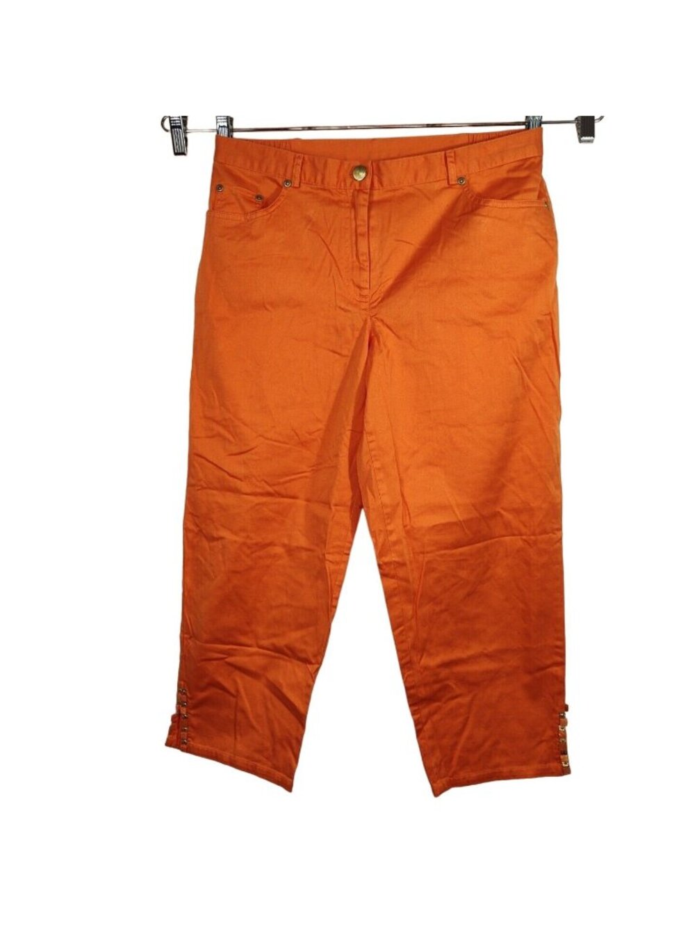 Ruby Rd Orange Cropped Pants Women Size 10 Straight Leg Zipper Fly Fall